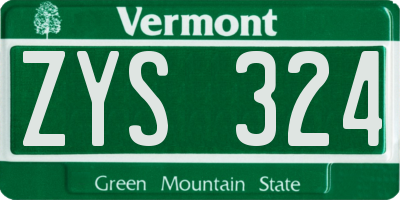 VT license plate ZYS324