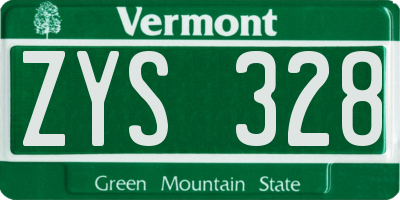 VT license plate ZYS328