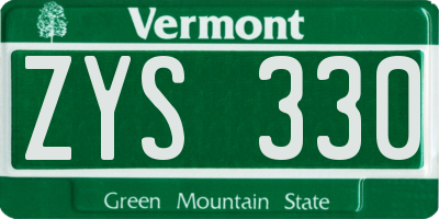 VT license plate ZYS330