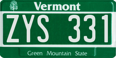 VT license plate ZYS331