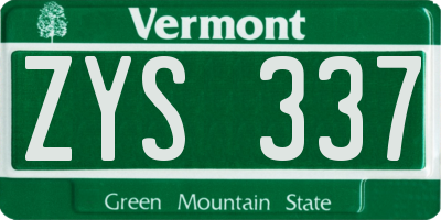 VT license plate ZYS337