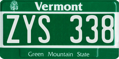 VT license plate ZYS338