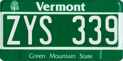 VT license plate ZYS339