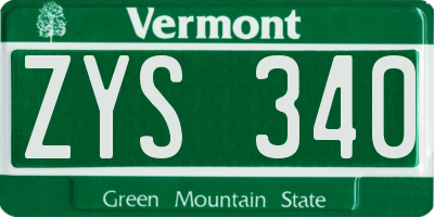 VT license plate ZYS340