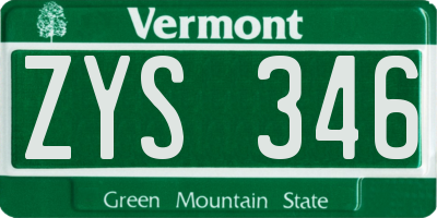 VT license plate ZYS346