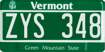 VT license plate ZYS348