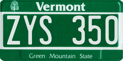 VT license plate ZYS350