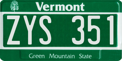 VT license plate ZYS351