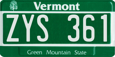 VT license plate ZYS361