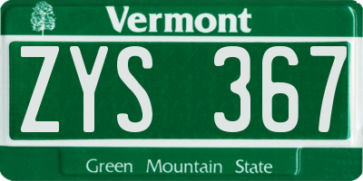 VT license plate ZYS367