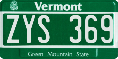 VT license plate ZYS369