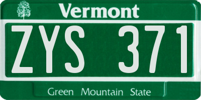 VT license plate ZYS371