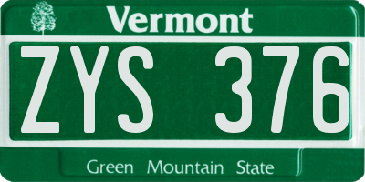 VT license plate ZYS376