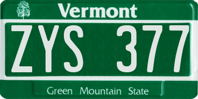 VT license plate ZYS377