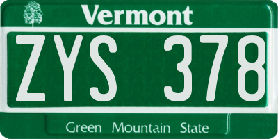 VT license plate ZYS378