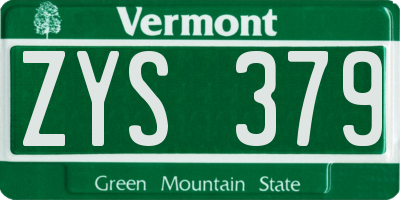 VT license plate ZYS379