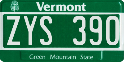 VT license plate ZYS390