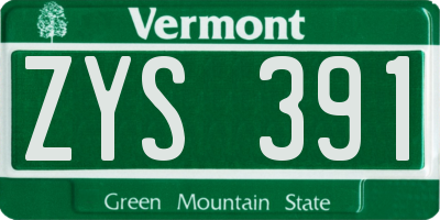 VT license plate ZYS391