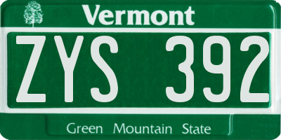 VT license plate ZYS392