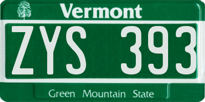 VT license plate ZYS393