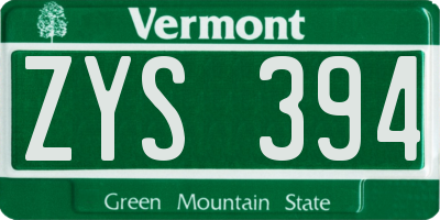 VT license plate ZYS394