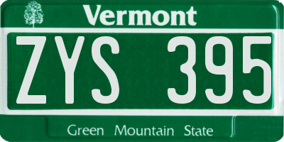 VT license plate ZYS395