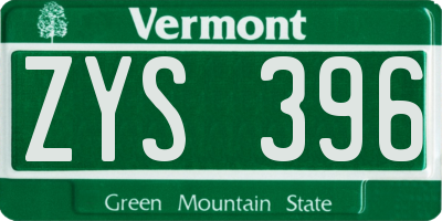 VT license plate ZYS396