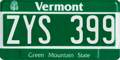 VT license plate ZYS399