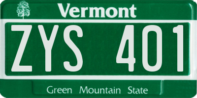 VT license plate ZYS401