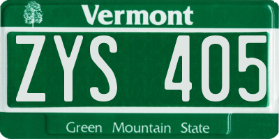 VT license plate ZYS405