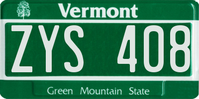 VT license plate ZYS408