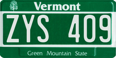 VT license plate ZYS409
