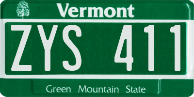 VT license plate ZYS411