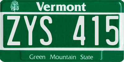 VT license plate ZYS415