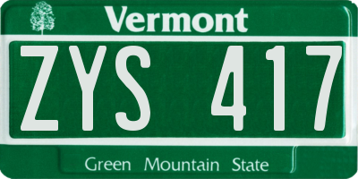 VT license plate ZYS417