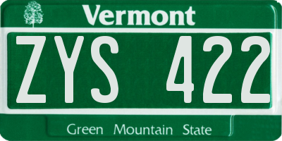 VT license plate ZYS422