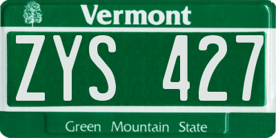VT license plate ZYS427