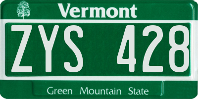 VT license plate ZYS428