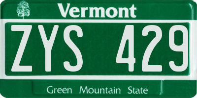 VT license plate ZYS429