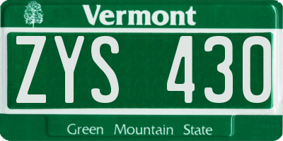 VT license plate ZYS430