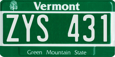 VT license plate ZYS431