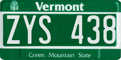 VT license plate ZYS438