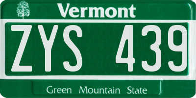 VT license plate ZYS439