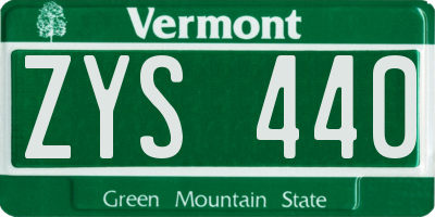 VT license plate ZYS440