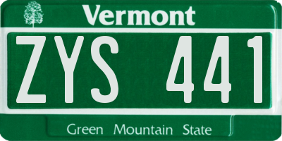 VT license plate ZYS441