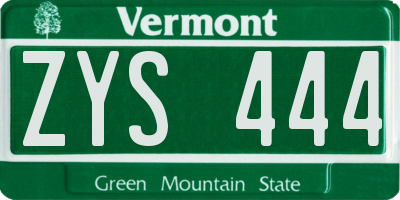 VT license plate ZYS444