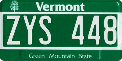 VT license plate ZYS448