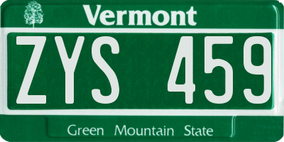 VT license plate ZYS459