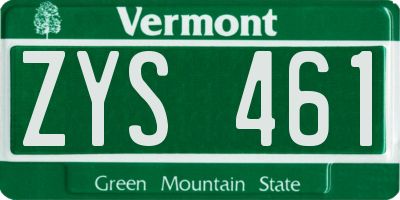 VT license plate ZYS461