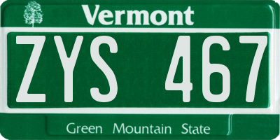 VT license plate ZYS467
